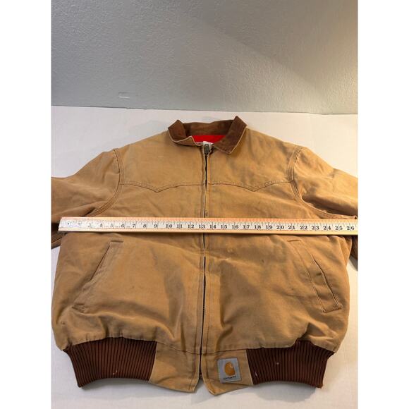 Vintage Carhartt JQ2106 Santa Fe Jacket Red Lined Distressed Thrashed men's XL - Picture 6 of 8
